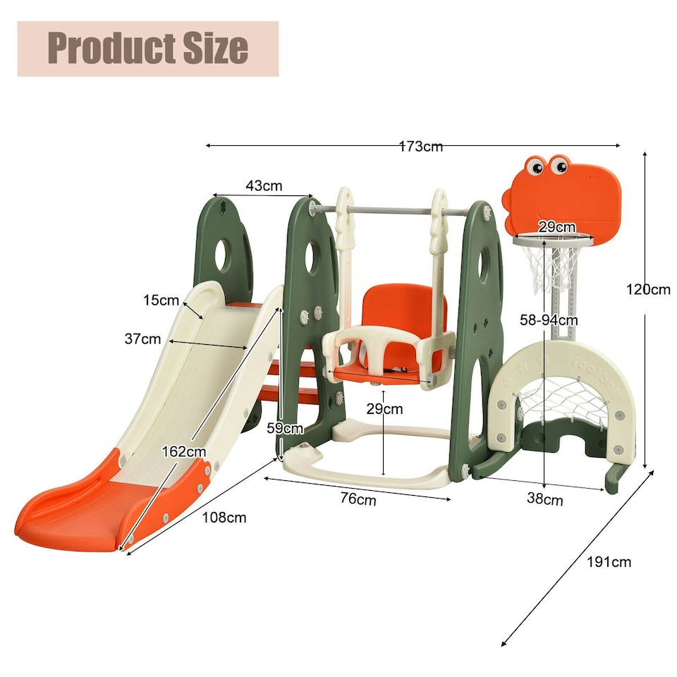 image 1 of COSTWAY Toddler Slide and Swing Set 6 in 1 Kids Climber