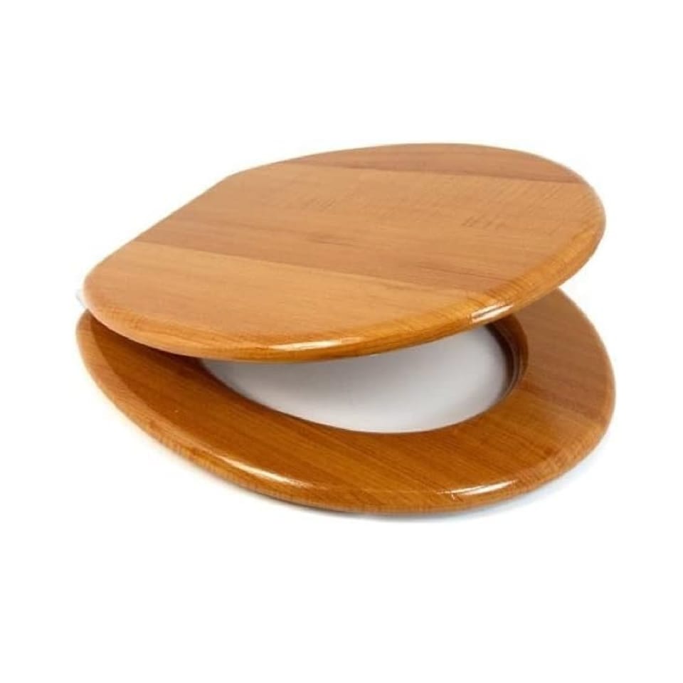 image 1 of 18' Wooden Universal Bathroom Toilet Seat Easy Fittings Antique Wood