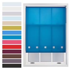 FURNISHED Roller Blinds with Square Eyelets and Metal Fittings Made to Measure Sheer Window Blind | Blue | Teal | (W) 240cm x (L) 210cm