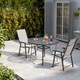image 2 of Living and Home Round Tempered Glass Outdoor Coffee Table with Parasol Hole