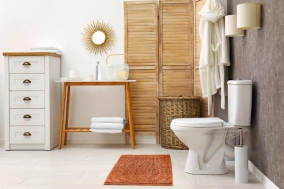 image 1 of Marlow Collection Soft Touch Non-Slip Bathroom Rug in Burnt Orange (45cm x 75cm)