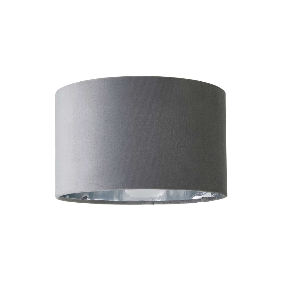 image 1 of ValueLights Reni Small Grey Velvet Chrome Inner Lamp Shade | Grey