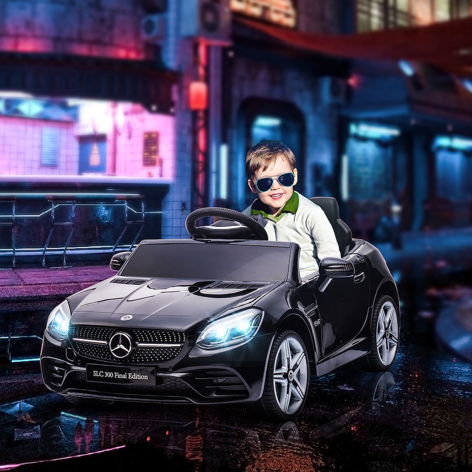 image 1 of AIYAPLAY Benz SLC 300 Licensed 12V Electric Car for Kids, Kids' Electric Ride on with Parental Remote, Music Lights, Suspension Wheels for 3-6 Years, Black