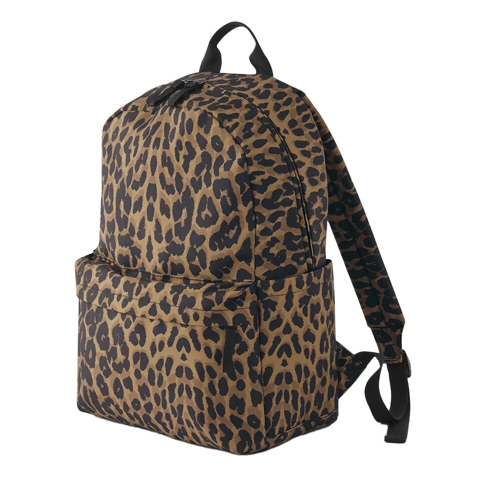 image 1 of Bagbase Leopard Print Backpack | Black | Black/Brown | One Size | 1
