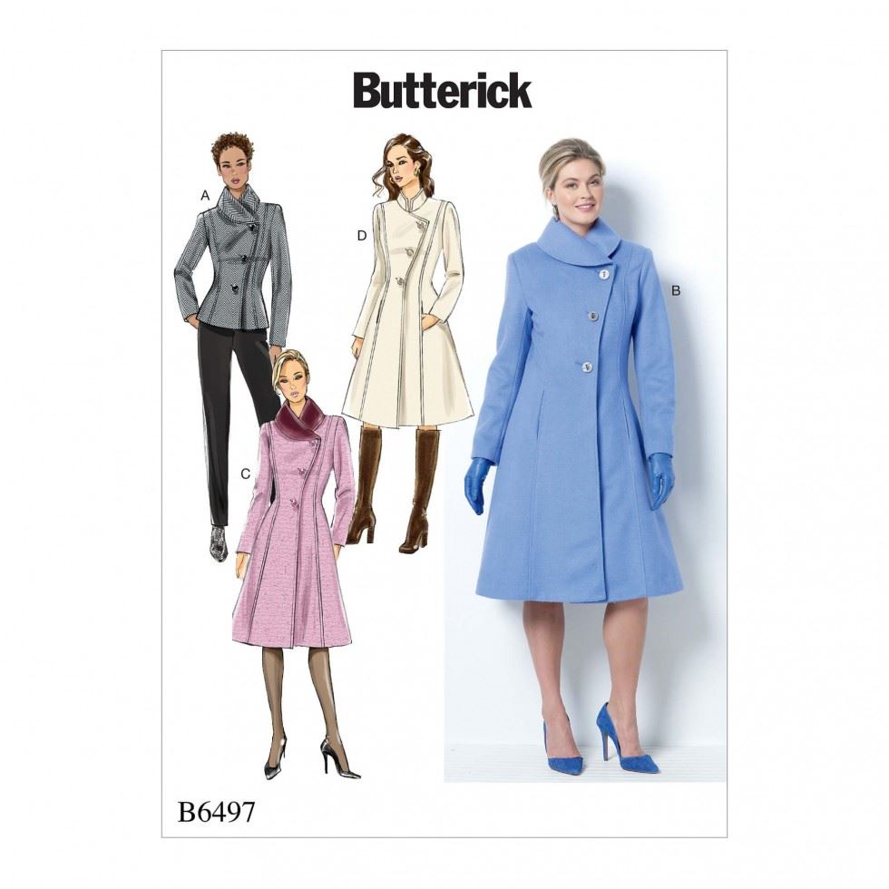 Butterick 6497 Paper Sewing Pattern â Womenâs Coats & Jackets, Size B5 (8â10â12â14â16), Intermediate