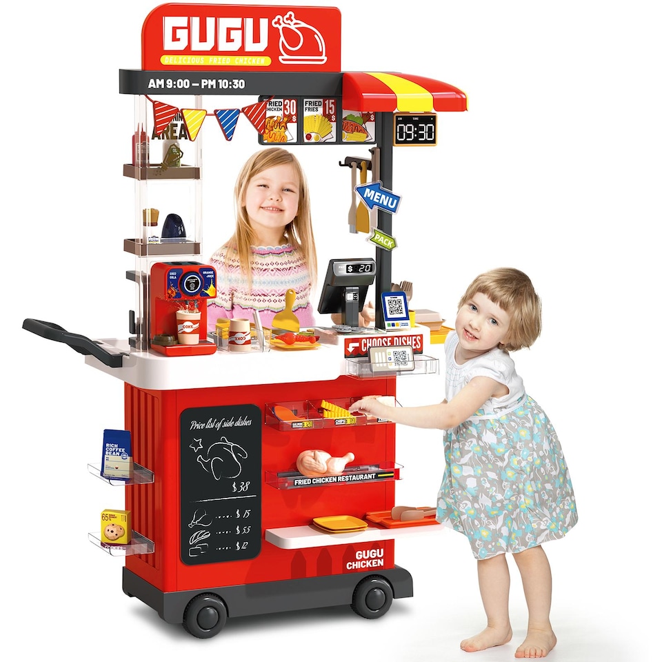 image 1 of Kids Play Kitchen Fried Chicken Shop (Red)