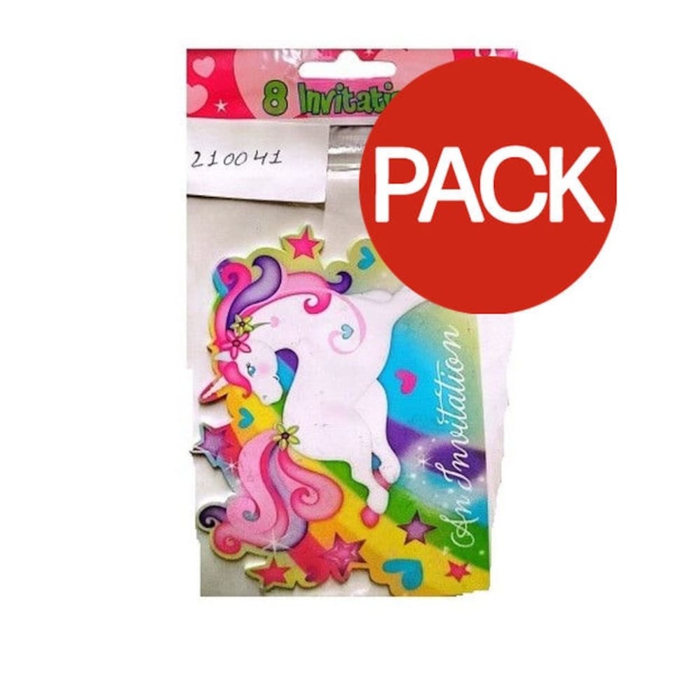 Amscan Magic Unicorn Invitations (Pack of 8) - Multicoloured - One Size