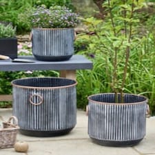 Tambara Set of 3 Ribbed Planters Black