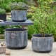 image 1 of Tambara Set of 3 Ribbed Planters Black