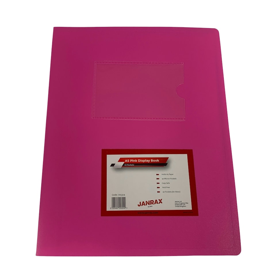 image 1 of A5 Pink Flexible Cover 40 Pocket Display Book