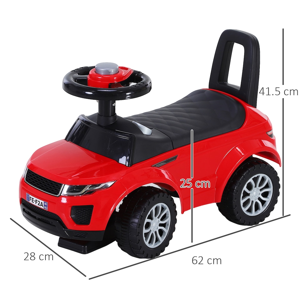 image 1 of HOMCOM 3-in-1 Ride On Car Foot To Floor Slider Toddler with Horn Steering Wheel NO POWER Manual Under Seat Storage Safe Design for 1-3 Year Old Red
