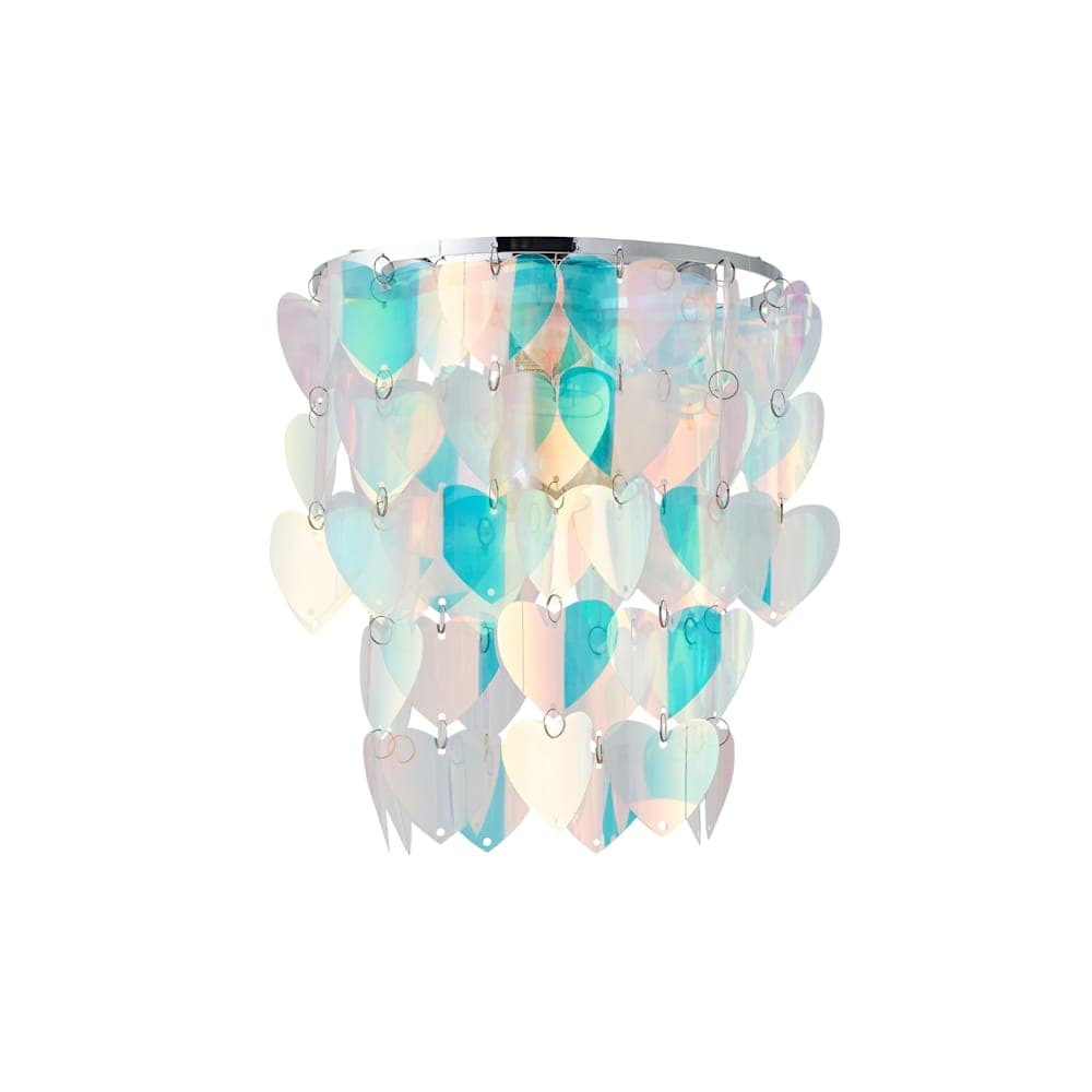 ValueLights Orla Irridescent 2 Tier Heart Easy Fit Ceiling Lamp Shade & Bulb | Size: 9 inches