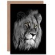 image 1 of African Lion Black White Portrait Big Cat Lover Greeting Card