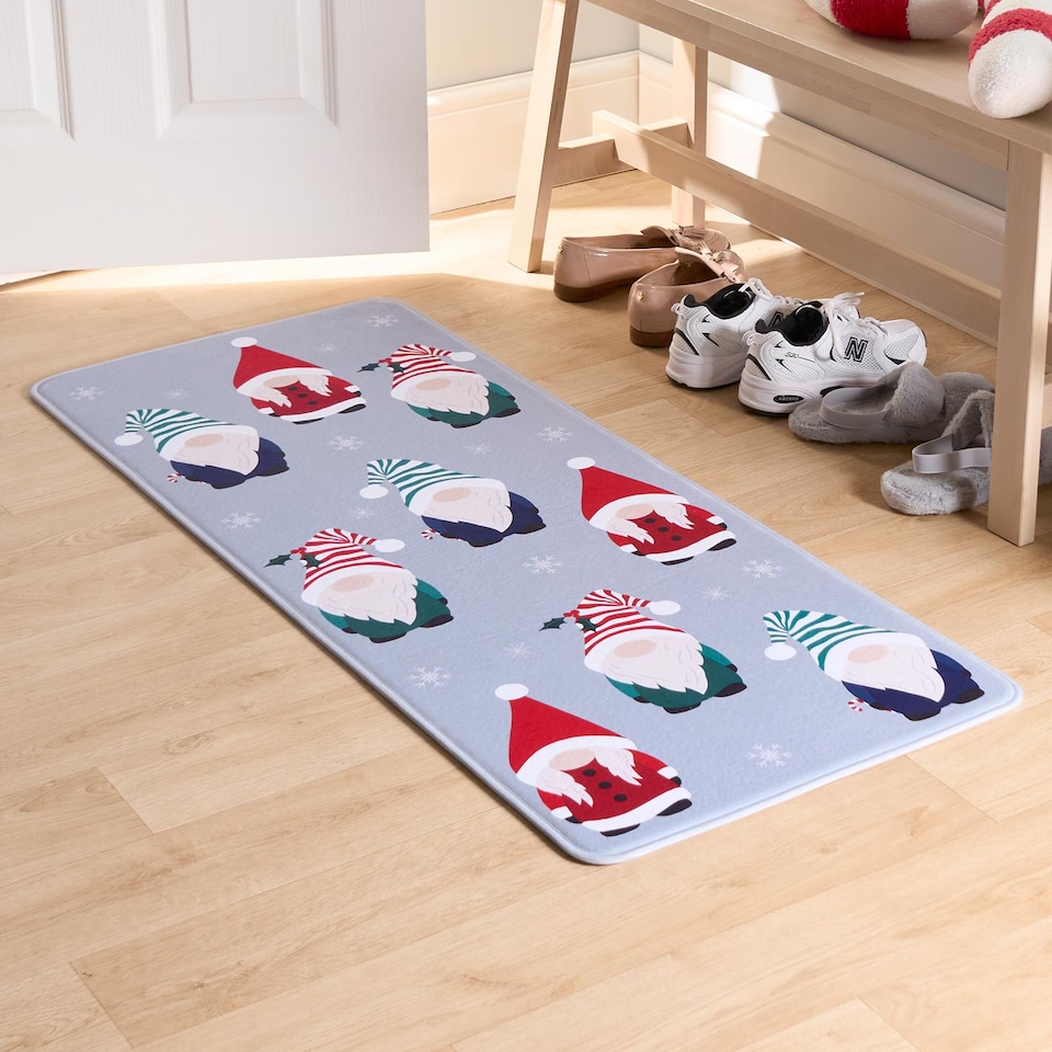 image 1 of OHS House Door Kitchen Floor Rug Christmas Gonk Runner, Grey - 50 x 120cm