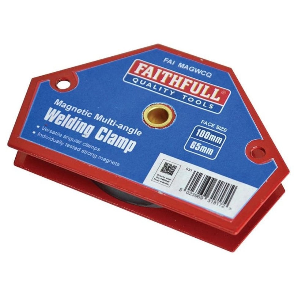 Faithfull Welding Magnet Quick Clamp 100 X 65mm - Multi Colour - 100 x 65 x 14mm