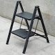 image 3 of Gr8 Home 2 Step Ladder Black Folding Stool Non Slip Heavy Duty Carbon Steel Lightweight