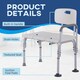 image 3 of HOMCOM Height Adjustable Shower Chair, Non Slip Bath Transfer Bench for Elderly, Disabled with Armrest and Backrest, 300 lbs Capacity, White