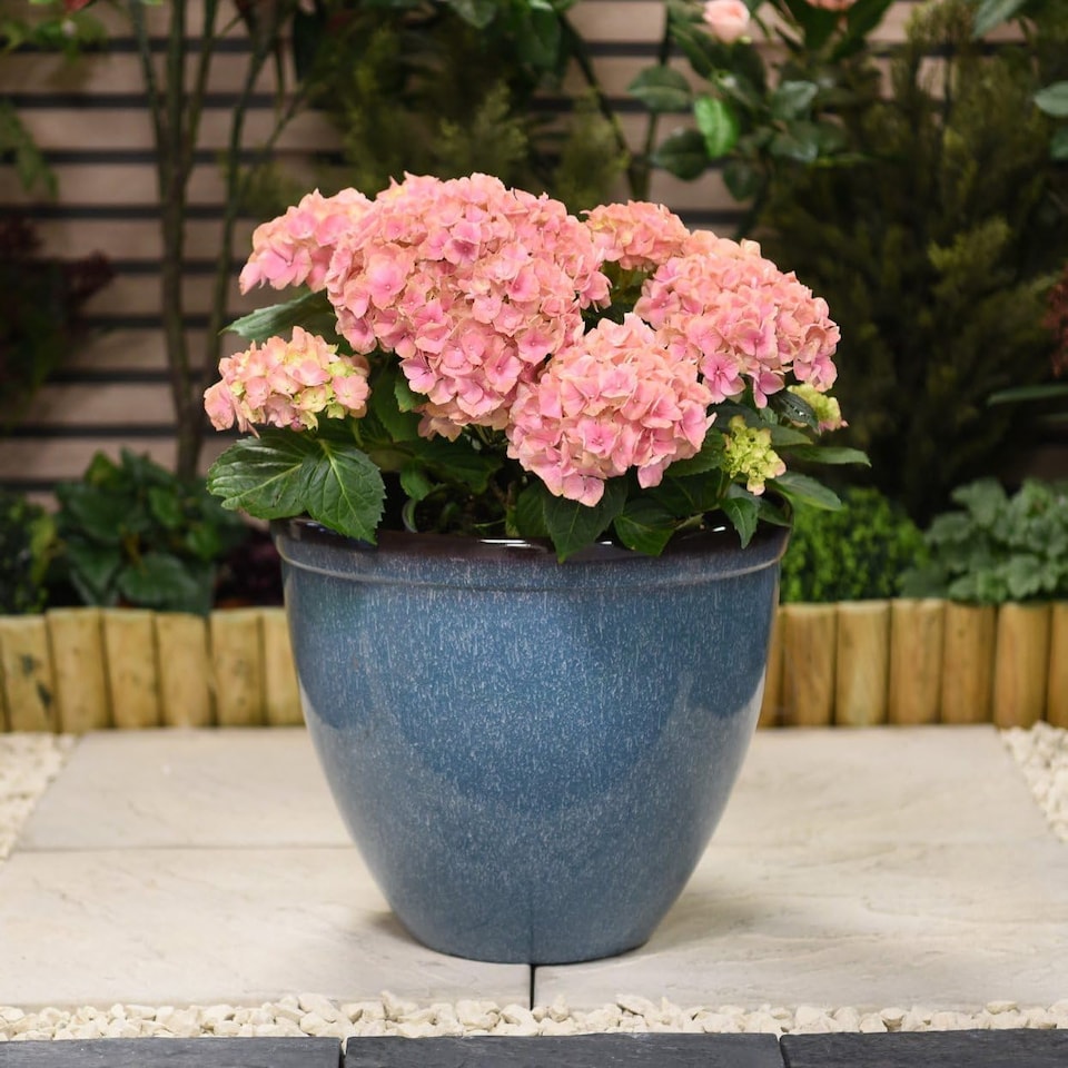 image 1 of Large Glazed Effect Planter Garden Patio Outdoor Plastic 39.5cm (x1)