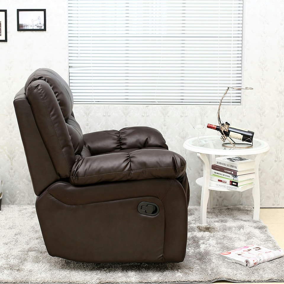 image 1 of Seattle Manual Recliner Armchair Home Lounge Bonded Leather Chair (Brown)
