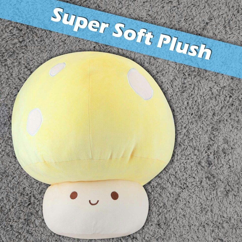 image 1 of Yellow Mushroom Mochi Soft Toy Cute Plushie Huggable Cuddly Plush 45cm Yellow