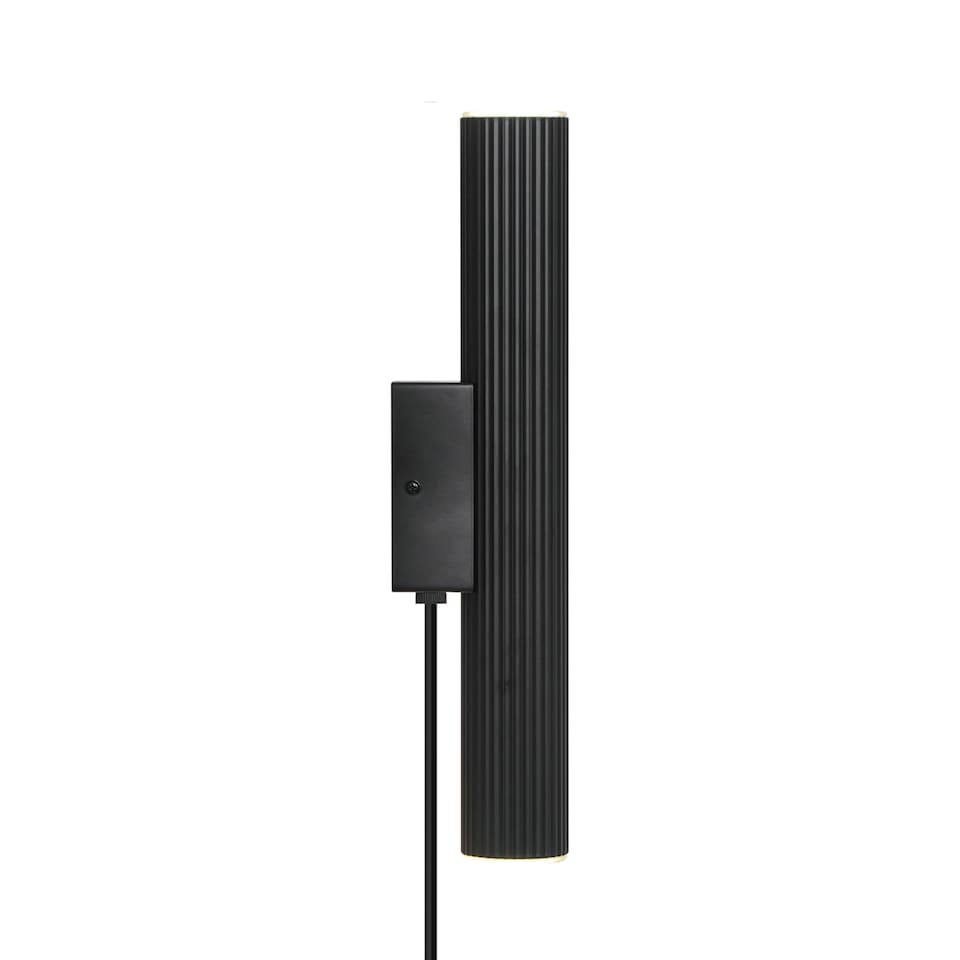 image 1 of Nordlux Vico Indoor Wall Light Black Aluminium Sensor GU10 Ribbed - Plug In or Mains Powered , IP20 | Black | Black