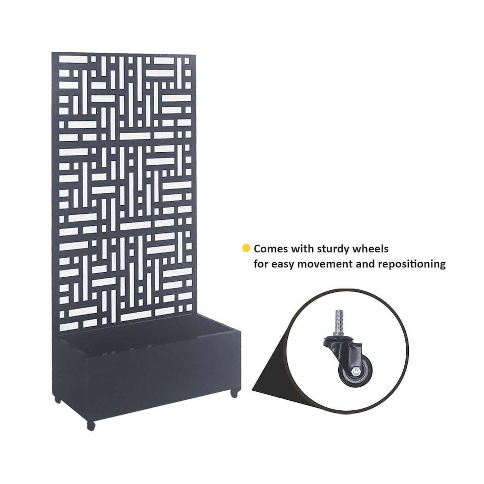 image 1 of Nicoman Metal Outdoor Privacy Screen Panel with Planter | Grey | Grey | 1