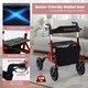 image 6 of COSTWAY Height Adjustable Foldable Rolling Walker with Seat Red