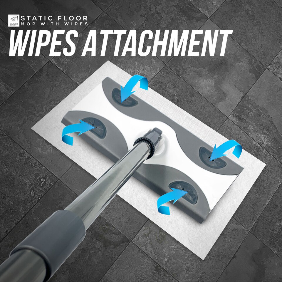 image 1 of Floor Mop & Disposable Wipes Bundle Includes 60 Dry & 20 Wet Wipes