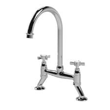 Traditional Kitchen Bridge Sink Mixer Tap - Chrome Crosshead Handles | Silver | Chrome | 1