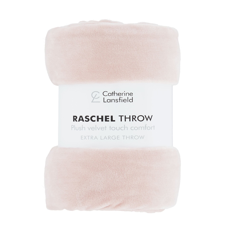 image 1 of Catherine Lansfield Raschel Velvet Touch Blanket Throw | Pink | Blush Pink