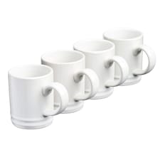 Cooks Professional 4pc Espresso Cup Set - Stoneware Mini Mugs - 100ml | White | White
