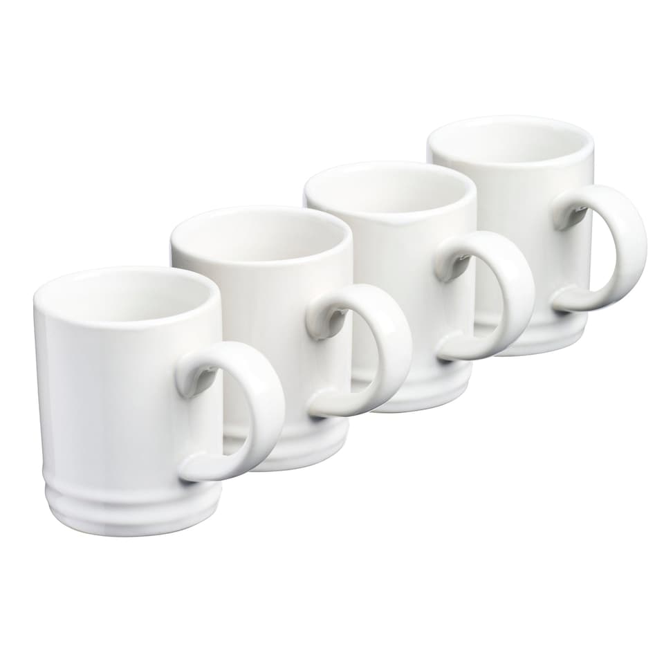 image 1 of Cooks Professional 4pc Espresso Cup Set - Stoneware Mini Mugs - 100ml | White | White