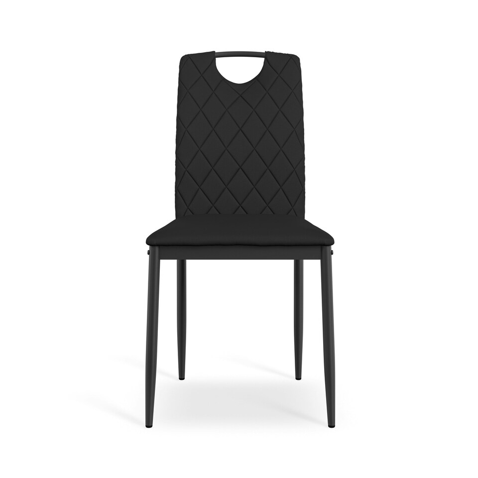 image 1 of Set Of 2 Monza Faux Leather Dining Chair Modern Padded Seat Metal Legs Kitchen Black | Black