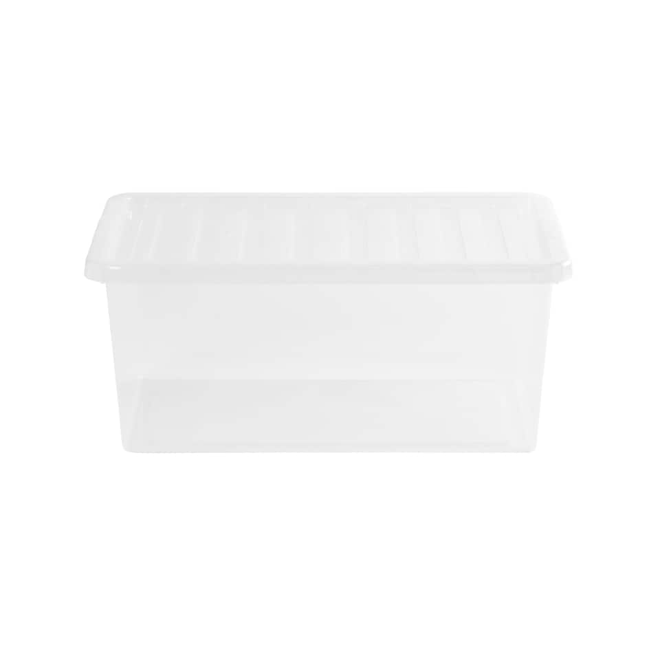 image 1 of Wham Crystal 5 x 45L Stackable Plastic Storage Boxes with Lids Clear