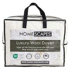 Homescapes Australian Wool 400 GSM Heavy Duvet, Double | White | Double