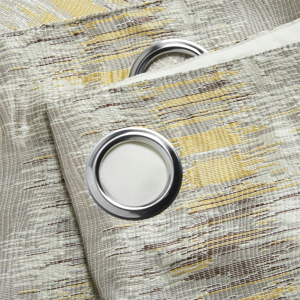 image 1 of Reflect Ring Top Lined Curtains - 117cm x 183cm - Ochre/Silver
