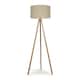 image 4 of ValueLights Barbro Wood Tripod Floor Light Lamp Natural Shade Cream