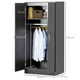 image 5 of HOMCOM High Gloss Wardrobe, 2 Door Wardrobe with Hanging Rod and Storage Shelf, Clothes Storage Organizer with Anti-tipping Design for Bedroom, Grey