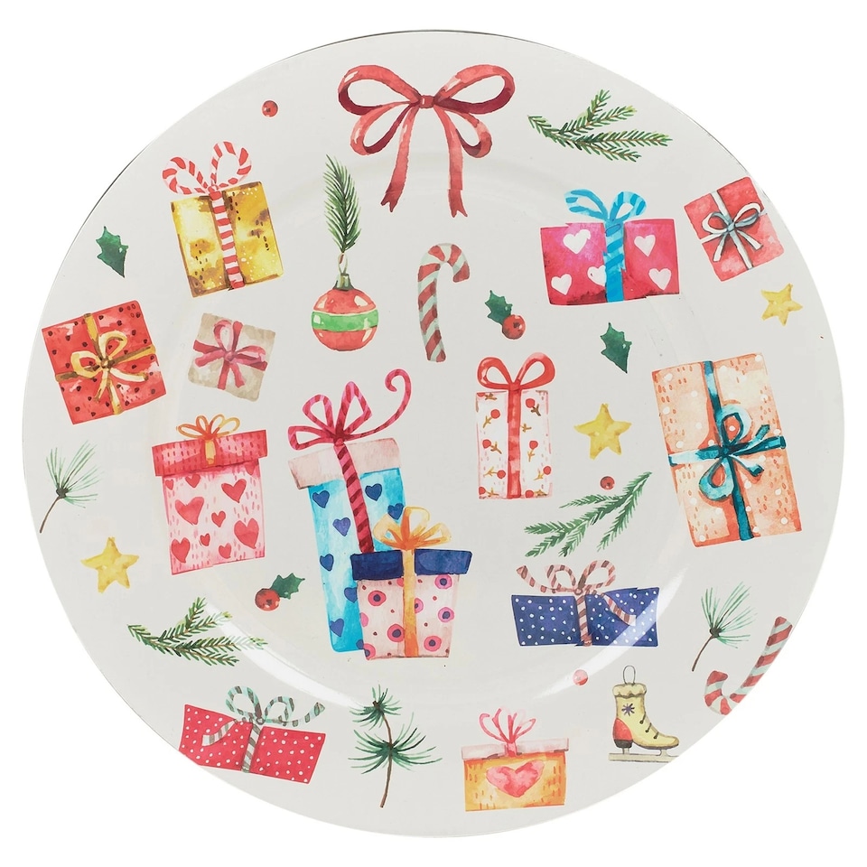 image 1 of Christmas Dinner Charger Plates Placemats Dining Table Setting Party Decor 33cm | Multi | 4 Plates