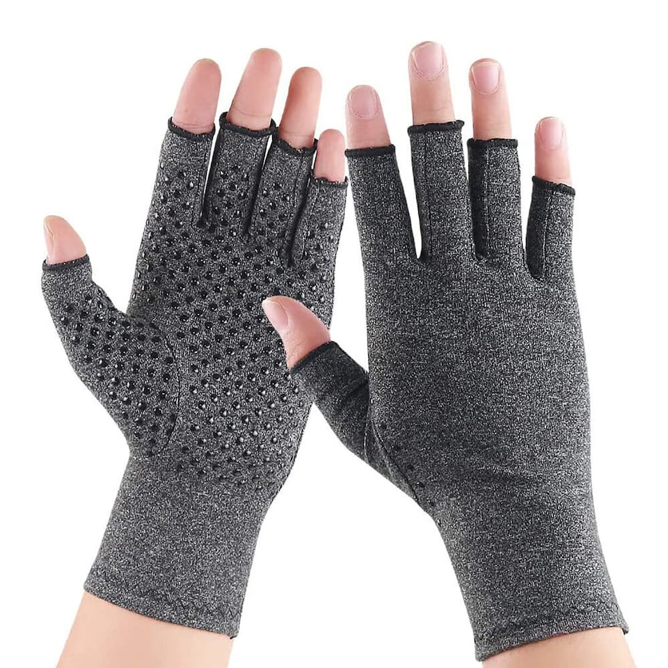 image 1 of Anti Arthritis Fingerless Support Rheumatoid Hand Pain Relief Compression Gloves