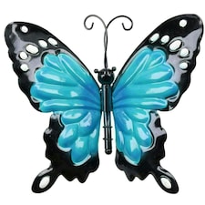 Small 3D Blue Metal Butterfly Garden/Home Wall Art Ornament 7x12x14cm