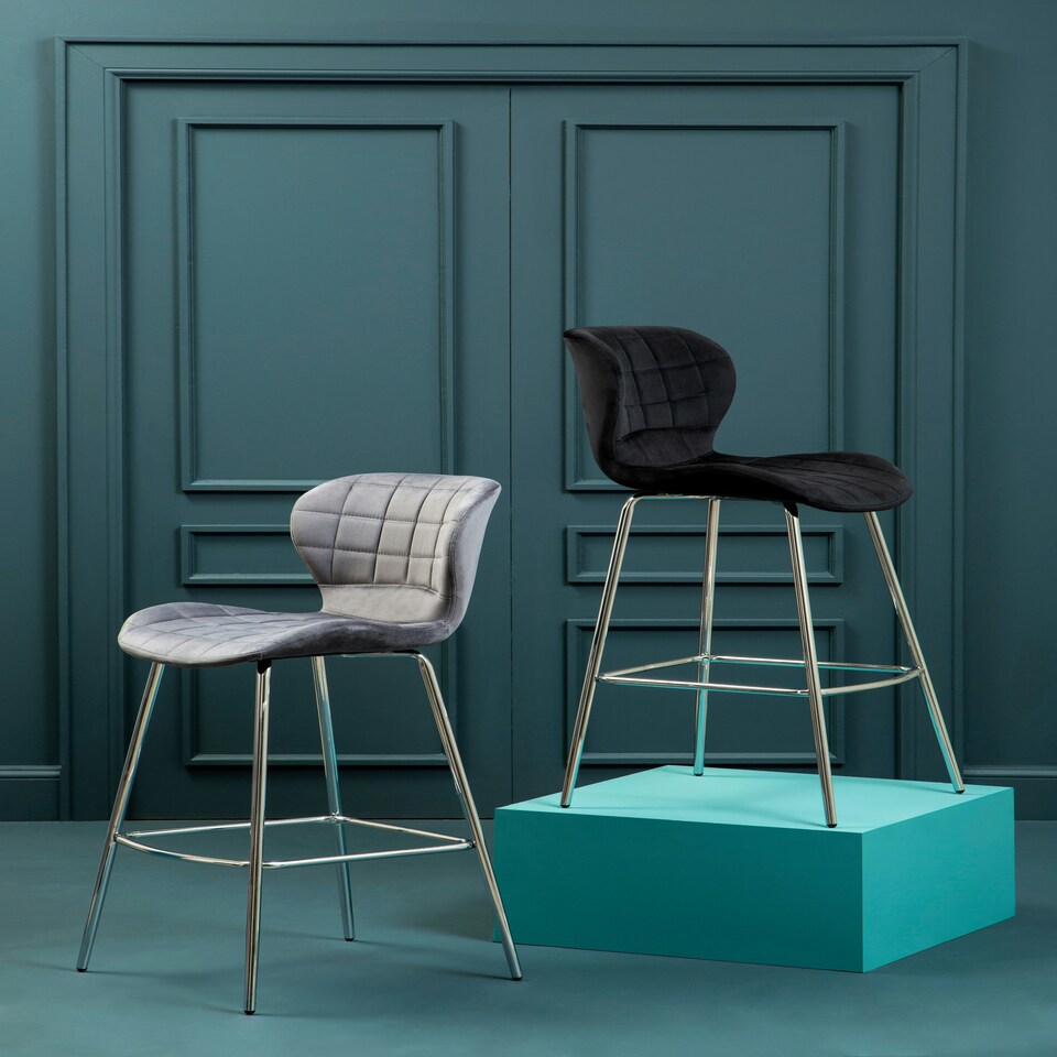 image 1 of Interiors by Premier Warton Grey Velvet Bar Chair Grey