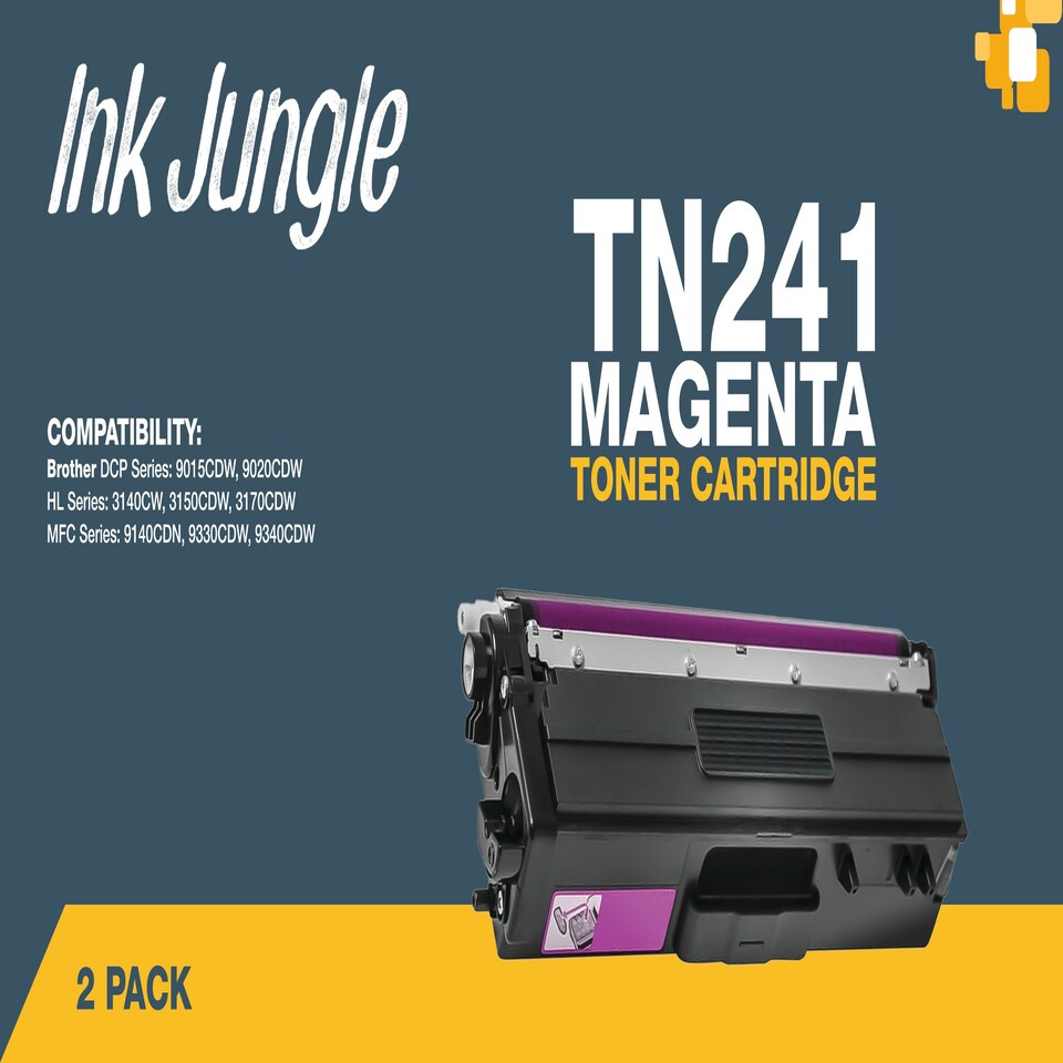 image 1 of 2x Compatible Brother TN241 Magenta Toner Cartridges Pink