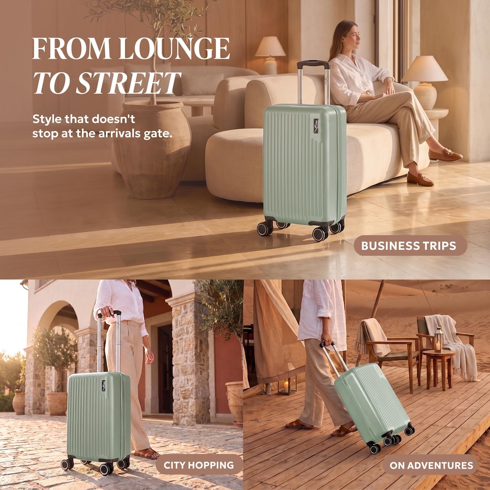 image 1 of Lugg Vacay Hard Shell Cabin Suitcase ABS 360 Spinner Wheels Water Resistant (40x30x20cm)