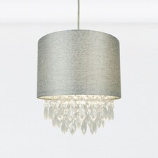 First Choice Lighting Sparkle Grey Faux Silk Jewelled Easy Fit Light Shade Grey | Clear