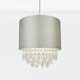 image 2 of First Choice Lighting Sparkle Grey Faux Silk Jewelled Easy Fit Light Shade Grey | Clear