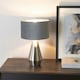 image 1 of ValueLights Jax Chrome Dimmable Touch Table Lamp with Grey Velvet & Chrome Inner Lamp Shade