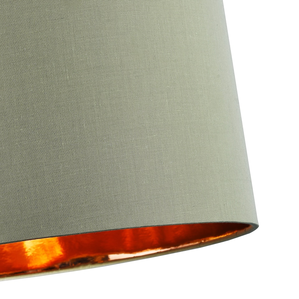 image 1 of Contemporary Olive Cotton 10 Inch Table-Pendant Lampshade with Shiny Copper Inner | Green