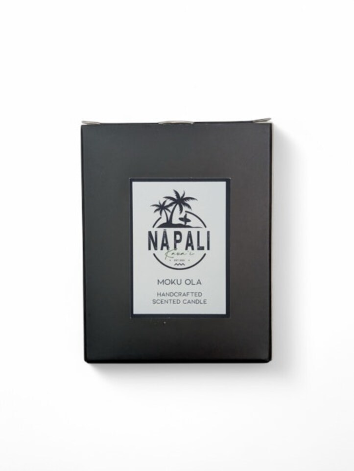 image 1 of NĀ PALI Handcrafted Hawaiian Candle | Crackling Wick | MOKU OLA | Coconut Island | White | One Size
