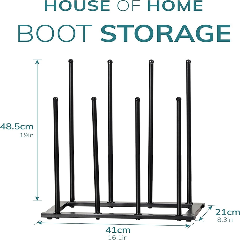 image 1 of House of Home 4 Pair Dryer Metal Welly Walking Boot Stand Shoe Rack Garden Shed Home Storage | Black